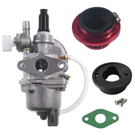 JOIQEXJ 44mm 47cc 49cc Carburetor Carb Mini ATV Quad Air Filter Stack Carburetor Carb for 2 Stroke 47cc 49cc Mini ATV Quad Dirt Pocket Bike(RED)