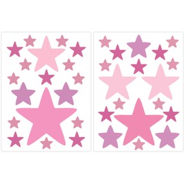 PREMYO Set of 36 Star Wall Stickers Kids - Nursery Decor Easy to Apply - Decals for Bedrooms for Girls Pastel Rose