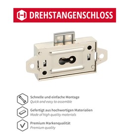 Gedotec Swivel Bar Lock 155 M | 1 Set - Cabinet Lock | Metal Lock - Nickel-Plated | Lock for Wardrobe | Furniture Lock for Diameter 6 mm Swivel Bar | for Replacement or Renewing