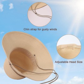 PIKVNAQ Wide Brim Sun Hat for Women UPF 50+ UV Sun Protection Foldable Beach Hat with Adjustable Chin Strap for Holiday Party