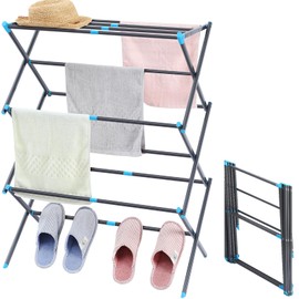 APEXCHASER Clothes Drying Rack, 3-Tier Laundry Drying Rack for Clothes, Expandable Metal Clothing Dryer, Collapsible Towel Rack, Air Drying Rack, Graphite