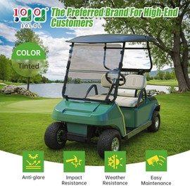 10L0L Golf Cart Windshield for Club Car DS 1982-2000.5 | 4mm Thick Tinted Polycarbonate Foldable Shield with Anti-UV Protection & Military-Grade Impact Resistance