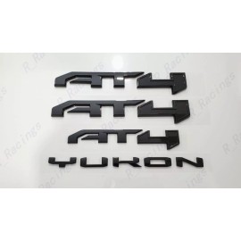 GMC 4PCS Gloss Black Door Tailgate AT4 Yukon Emblem Fit 2021-2024 GMC Yukon Yukon XL