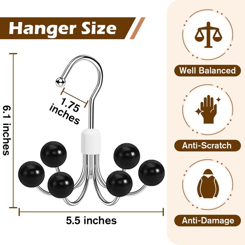 Hoodie Organizers 2-Pack, 6 Balls 360°Swivel Hoodie Hangers for Closet