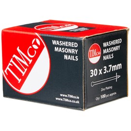 TIMco WMN30 Washered Masonry Nails 3.7 x 30 - (Box of 100)