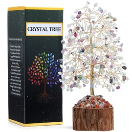 AWARDSEN Fluorite Crystal Tree Positive Energy Tree of Life Spiritual Gifts for Women House Warming Gifts New Home Wedding Gifts Crystal Ornament Home Decor