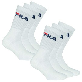 FILA 6 Pairs of Socks Terry Cloth Tennis Socks with Logo Waistband Unisex (2 x Pack of 3), White