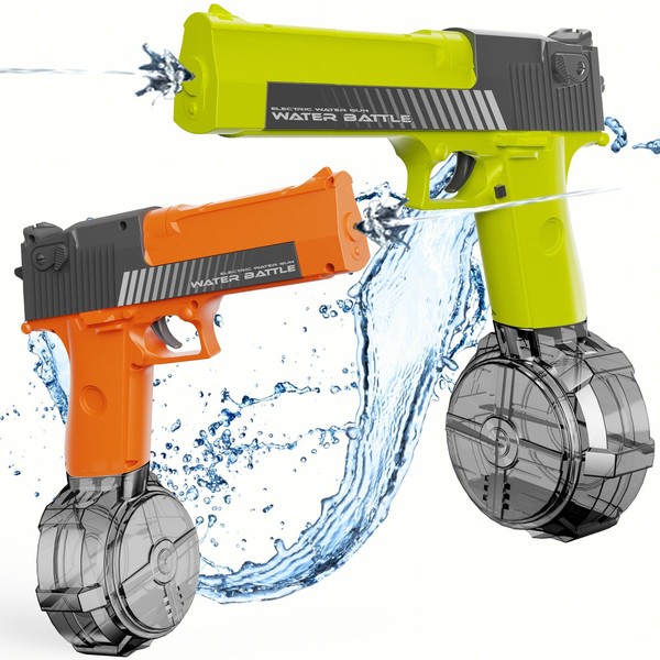 Electric Water Gun 2 Pack Automatic Water Pistol for Adult Kids Super Soaker Squirt Blue 500 CC + 60 CC Large Capacity Swimming Toys for Summer Beach