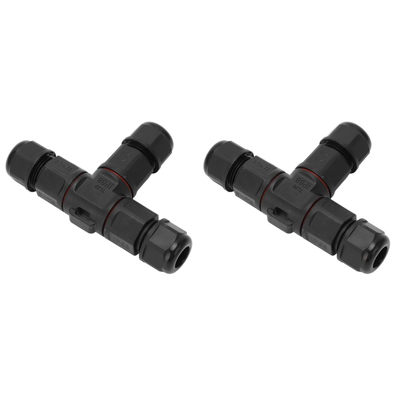 2 Pcs Tee Wire Connectors IP68 Waterproof 2 Pin 3