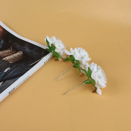 Rose Flower Hair Clips for Women Girls Rose Flower Hair Pins for Thick Fine Hair Rose Bobby Pins for Women White Roses Artificial Flowers Hair Barrette Rose Clip 3Pack