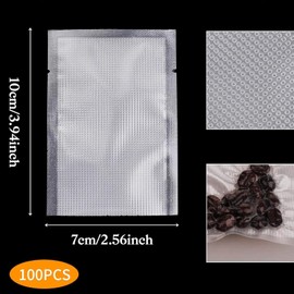 100Pcs Thick Small Vacuum Sealer Bags for Food Storage, Heat Seal Precut Plastic Bags, Mini Sealable Grocery Bag for Tea, Cookie, Bean, Candy