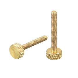 sourcing map Pack of 2 Brass Knurled Screws M3 x 25 mm Flat Handle Bolts Buttons Fasteners for Electronic Mechanical