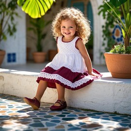 THEE BRON Toddler Mary Janes | Arch Support Leather Princess Shoes | Birthday Party Flats(AF470 Little Kid,Red/11M)