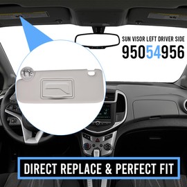 Sun Visor Gray Left Driver Side LH with Mirror Fit for 2011-2019 Chevy Sonic 2011-2022 Chevy Spark Replacement OE# 95054956 42478247 95327503 95473604 (Left Driver Side)