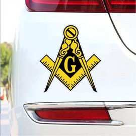 Masonic Symbol Car Window Decal, Vinyl Sticker, 2-Pack, Yellow and Black, Waterproof