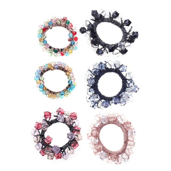 6 Pieces Hair Ties Pearl Hair Ties Rhinestone Hair Ties