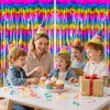 Wqafe 2PCs Rainbow Glitter Tinsel Curtains 3.2x6.5ft Foil Iridescent Curtain