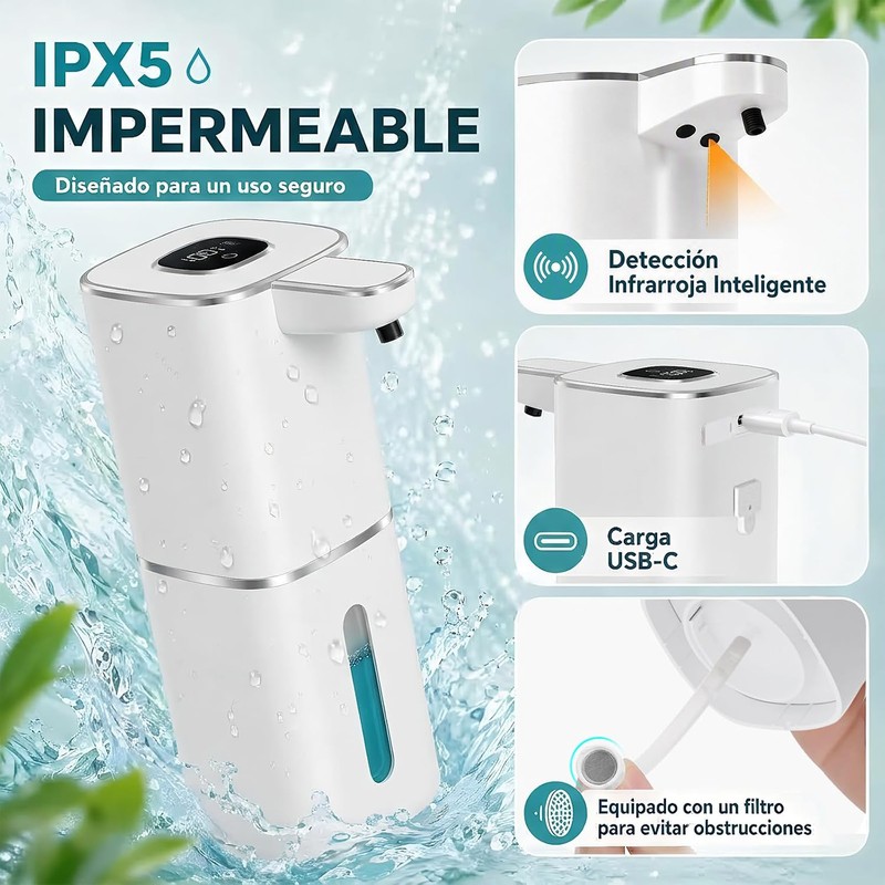 KTMOUW Dispensador de Jabon Automático Sensor Lnteligente Sin Contacto