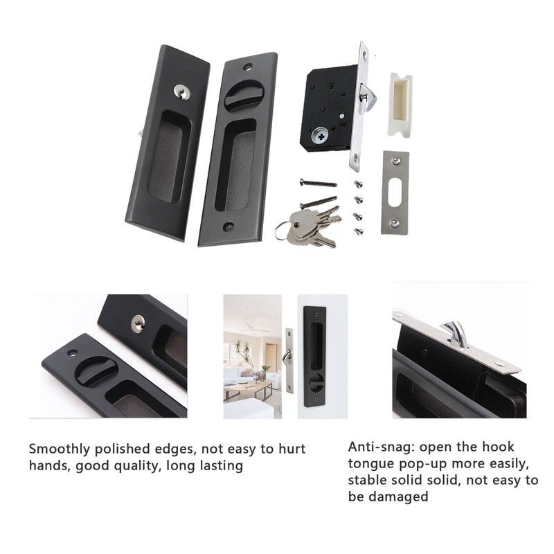 AcxdJnye 6.3” Privacy Pocket Door Lock Hardware with Key Double