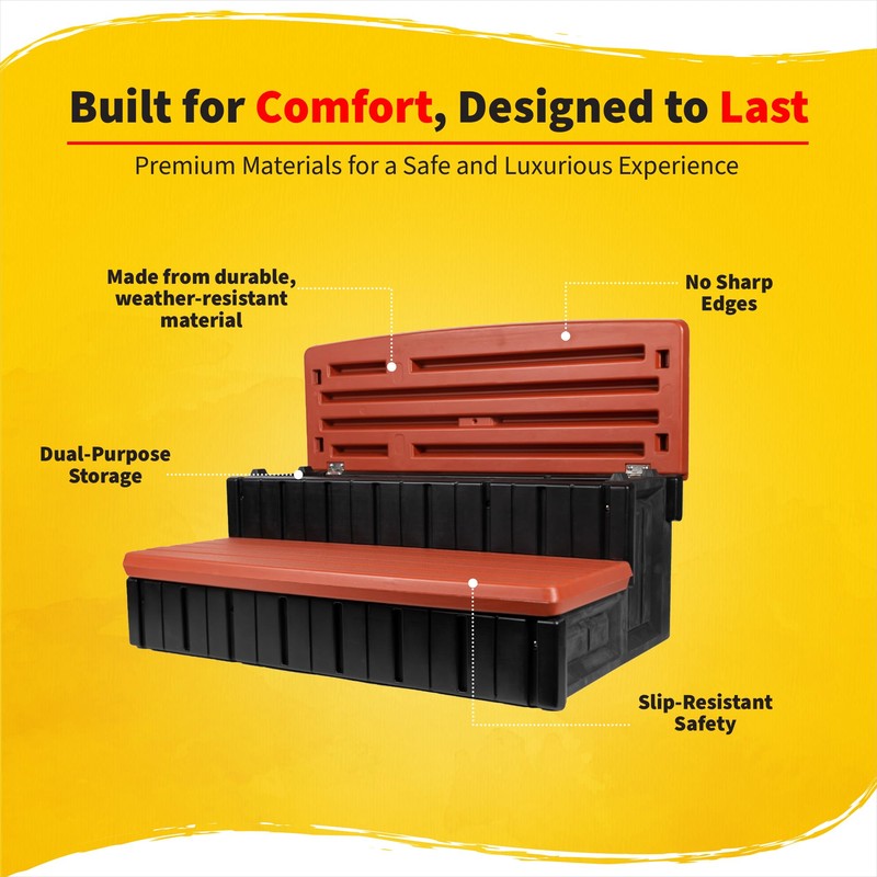 Heatwave Hot Tub Steps with Storage for Spa Accessories -