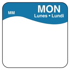 DayMark Safety Systems MoveMark IT110034 Day of The Week Trilingual Removable Label, Monday, 1" x 1", Blue (Roll of 1000)