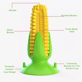Dog Chew Toy, Durable Corn-Shaped Toy for Teeth Cleaning, Squeaky Toothbrush, Toy for Agressive Chewer - Ideal for Agressive Small and Medium Dogs