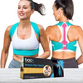 back Posture Hero™ Sports for Men & Women - Award Winning Posture Support (Pink/Turquoise, Large)