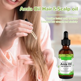 Amla Haaröl, Haaröl, Amla Öl 60 ml, Haarpflegeöl, Amla Hair Oil, Haar Öl Pflege, Reines Natürliches Pflanzenöl, Amla Haaröl für Kopfhautpflege & Reduziert Haarausfall, Fördert gesundes Haarwachstum