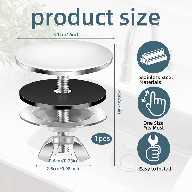 Sink Hole Cover, Stainless Steel Sink Cover, 6cm Silver Tap