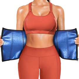 SCARBORO Waist Trainer for Women Belly Fat Sauna Sweat Waist Trimmer Corset for Stomach Wrap Workout Belt Shaper Band Zipper (Black-blue inner, XXX-Large)