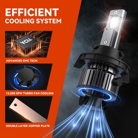 YCLL Compatible with 2020 2021 2022 Jeep Gladiator,9008 H13 LED Bulbs High and Low Beam+5202 H16 Fog Light Bulbs,6500K White,500% Brightness,9008 5202 Light Bulbs,70W,4 Pack