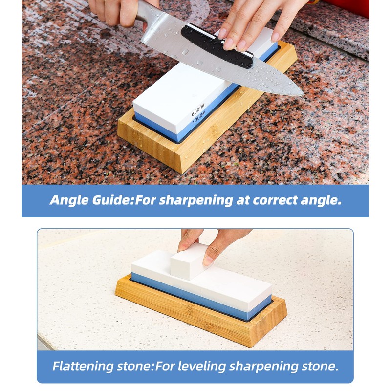 LUCKUT Sharpening Stone Whetstone Set Kitchen Knife Sharpener Stone Wet