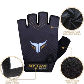 Mytra Fusion Weight Lifting Gym Gloves for Men & Woman with Anti Slip Palm, and Maximum Hand Safety, for Weightlifting, Training and Fitness (Black/Grey, L)