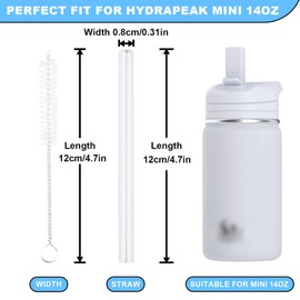 6pcs Replacement Straws for Hydrapeak Mini 14OZ Kids Water Bottles, Reusable Plastic Straws with Cleaning Brush for Hydrapeak Bottle Replacement Parts