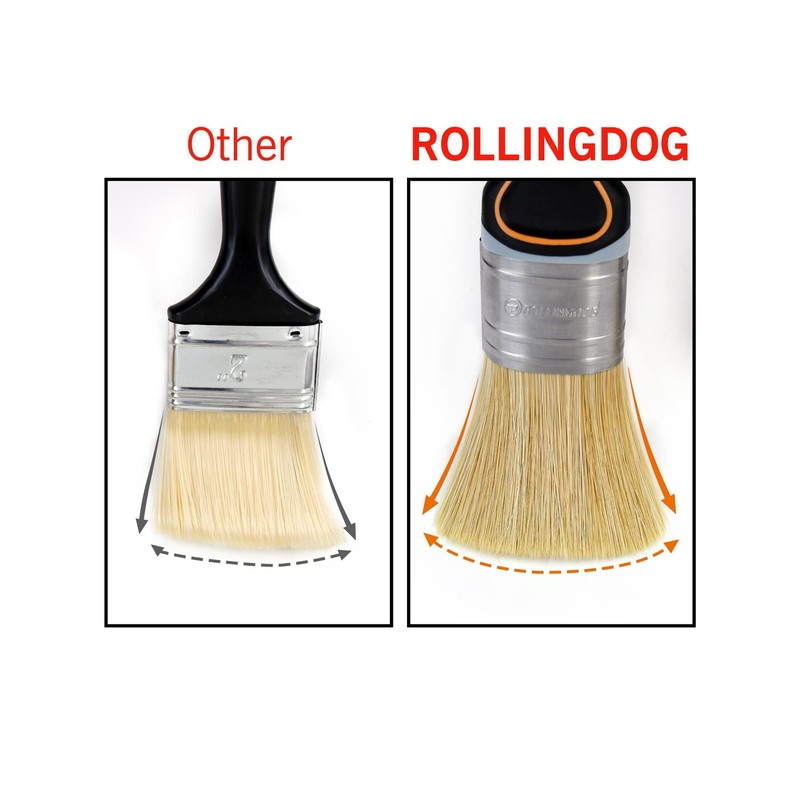 ROLLINGDOG Paint Brush 45mm Flagged Tips with Special Synthetic Filament