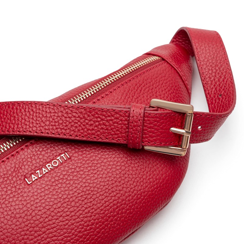 Lazarotti Bologna Women's Leather Belt Bag, Adjustable Shoulder Strap, Large