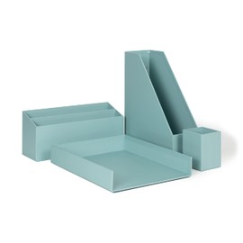 U Brands Paper Wrapped Desk Organization Set, Office Organization Supplies, Solid Teal, 4 Pieces