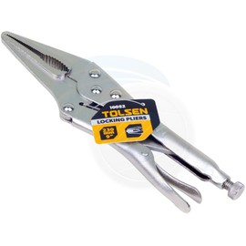TOLSEN 9" Needle Nose Locking Vise Grips - Drop Forged Carbon Steel, Nickel Plated, Ridged Teeth, Adjustable Bolt, Durable Handle - Precision Clamp Pliers