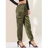 Allegra K Women's Fall Satin Joggers Drawstring Elastic High Waist