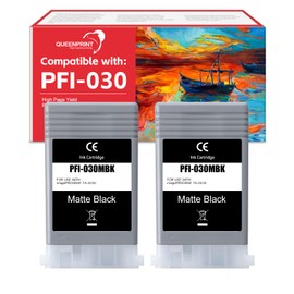 QUEENPRINT High speed printing PFI-030 Ink cartridge Compatible PFI-030 MBK Ink Cartridge Replacement for Canon PFI-030MBK Ink TA-20 TA-30 Printer (Matte Black) 1-Pack