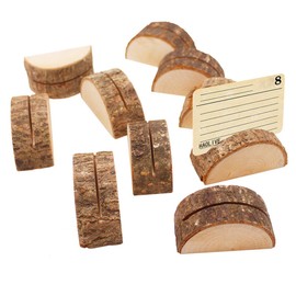 5pcs Rustic Wood Card Holders Table Numbers Holder Stand Wooden Memo Holder Card Photo Picture Note Clip Holders for Wedding Parties