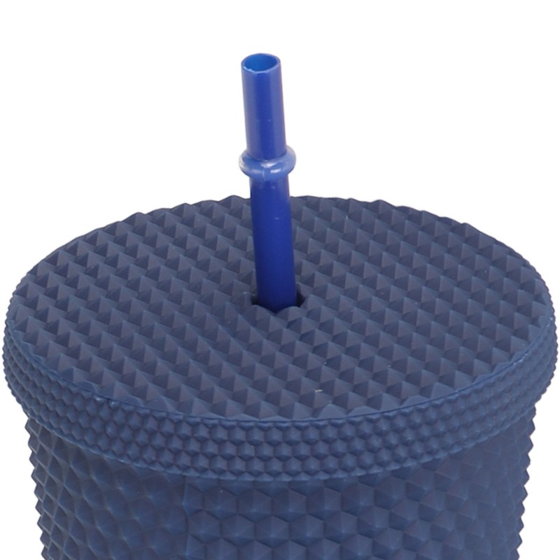 Coffee Tumbler with Lid and Straw Matte Dark Blue Double