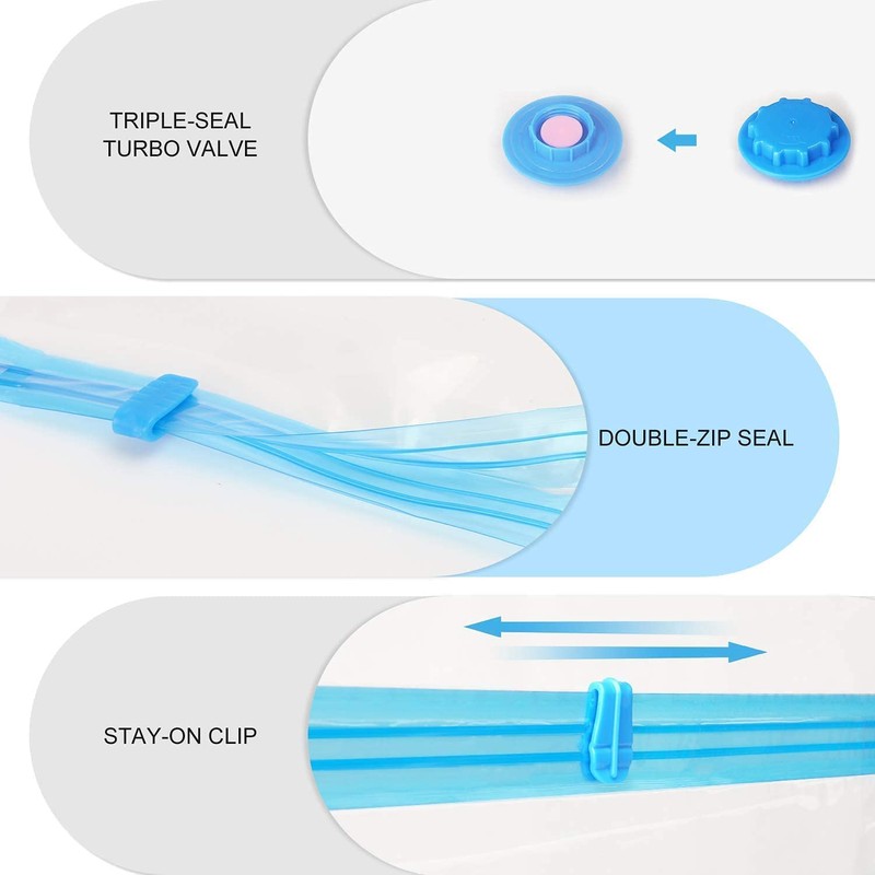 Vacuum Clothes Storage Bags with Zip and Pump, Large Storage