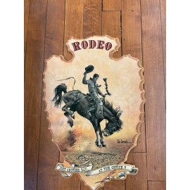 Tin Sign JUST ANOTHER DAY AT THE OFFICE Rodeo poster Bob Coronato Bucking horse