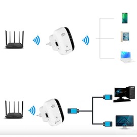 Reagle WiFi Repeater 300 Mbps - 3-in-1 WLAN Amplifier, 2.4 GHz, WPS, WPA2 - WLAN Signal Amplification for Home and Office, Compatible with 802.11n/g/b, Easy Installation, Up to 10 m Range