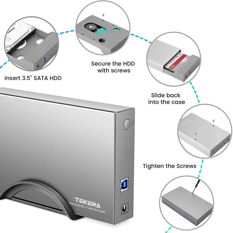 TEKERA Hard Drive Enclosure,USB 3.0 / USB C to SATA