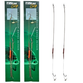 PRO FILSTAR Carp Fishing Long Hair Rig 2 Pieces - Fishing Hook N4 - Braided Line 35 cm - Anti Tangle Sleeve - Fishing Swivels - Carp Fishing Accessories - Carp Fishing Hair Rig - Carp Assembly with