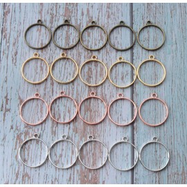 sowaka 20 Pcs Open Bezel for Resin Hollow Pendant Round Metal Multi Color Jewelry Making Kits Supplies for Jewelry Making Finding Necklace Bracelet Resin Mold Frame (4)