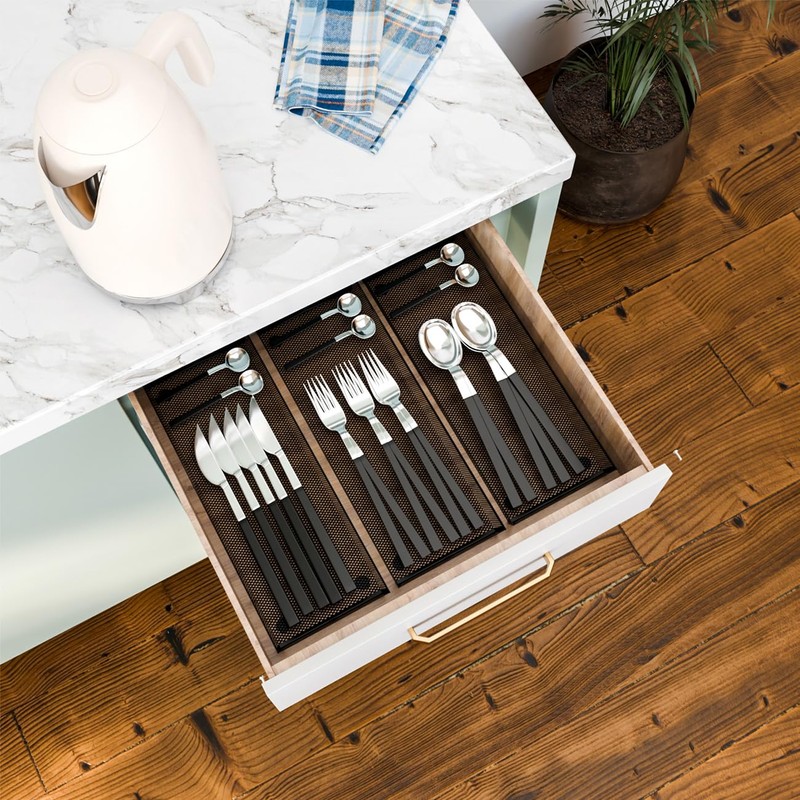 BYCY Silverware Drawer Organizer, Mesh Utensil Organizer for Kitchen Storage,