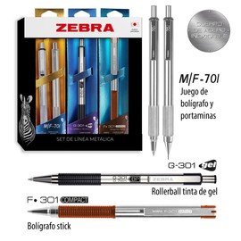Zebra set de regalo bolígrafos y portaminas metálicos MF-701 + G-301 + F-301 Compact